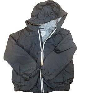 Boys Size 4 Coat Gymboree Hooded Rain Windbreaker Jersey Lined Jacket Gray XS